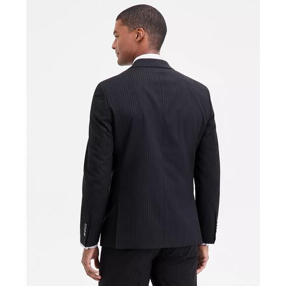 Nautica Men's Black Stripe Stretch Gaff Formal Modern-Fit Suit Blazer Size 42R - Picture 2 of 7